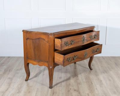 18th Century Louis XV Walnut Commode with Serpentine Front and Bronze Hardware