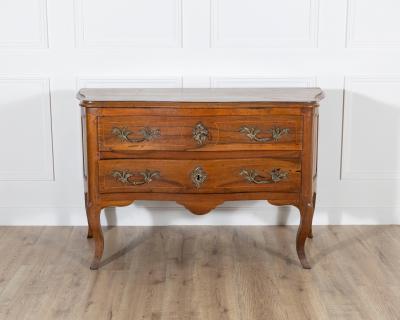 18th Century Louis XV Walnut Commode with Serpentine Front and Bronze Hardware