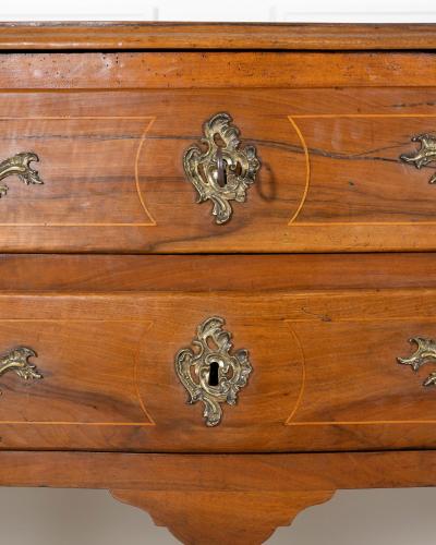 18th Century Louis XV Walnut Commode with Serpentine Front and Bronze Hardware