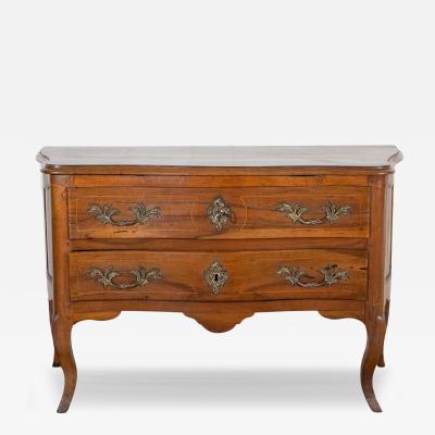 18th Century Louis XV Walnut Commode with Serpentine Front and Bronze Hardware