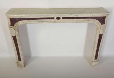 18th Century Louis XVI French White Marble Fireplace with Porphyry Insert