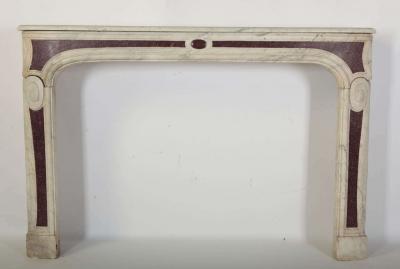 18th Century Louis XVI French White Marble Fireplace with Porphyry Insert