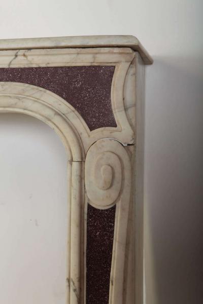 18th Century Louis XVI French White Marble Fireplace with Porphyry Insert