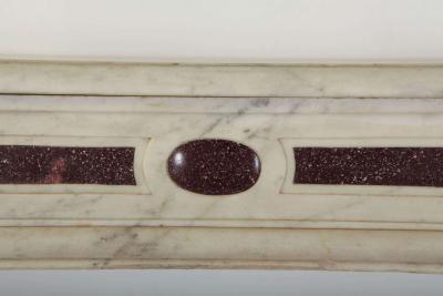 18th Century Louis XVI French White Marble Fireplace with Porphyry Insert