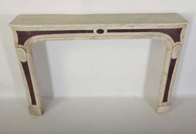 18th Century Louis XVI French White Marble Fireplace with Porphyry Insert