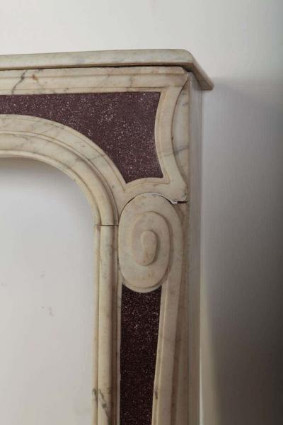 18th Century Louis XVI French White Marble Fireplace with Porphyry Insert