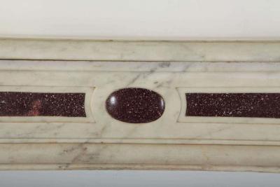 18th Century Louis XVI French White Marble Fireplace with Porphyry Insert