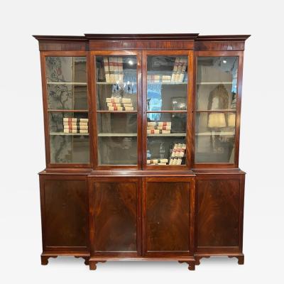 18th Century Mahogany Irish Library Cabinet with Original Glass