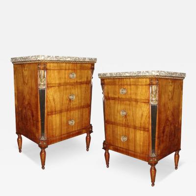 18th Century Neoclassical Parcel Gilt and Ebonized Walnut Bedside Tables