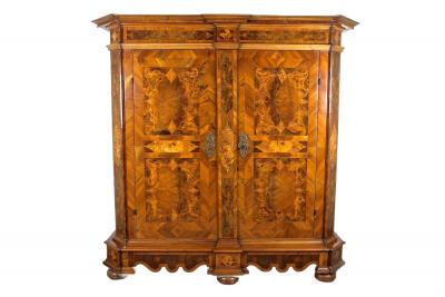 18th Century Nutwood Baroque Cabinet With Inlay Works Austria ca 1770