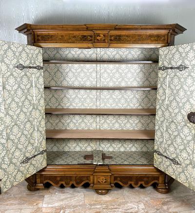 18th Century Nutwood Baroque Cabinet With Inlay Works Austria ca 1770