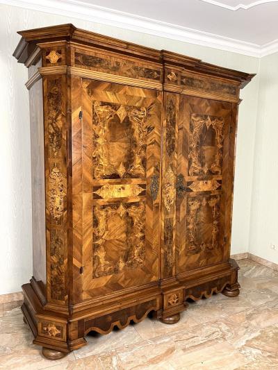 18th Century Nutwood Baroque Cabinet With Inlay Works Austria ca 1770