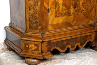 18th Century Nutwood Baroque Cabinet With Inlay Works Austria ca 1770