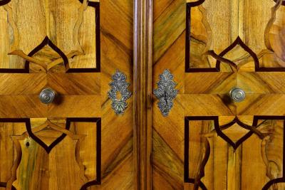 18th Century Nutwood Baroque Cabinet With Inlay Works Austria ca 1780