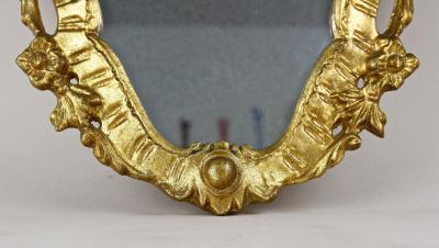 18th Century Oval Gilt Baroque Wall Mirror Handcarved Italy ca 1790