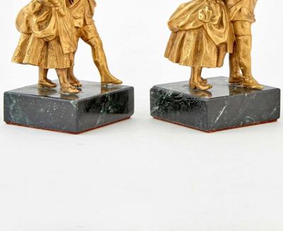18th Century Pair of French Gilt Bronze Figural Groups of Courting Couples