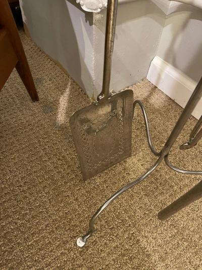 18th Century Polished Steel Fireplace Tools on Stand