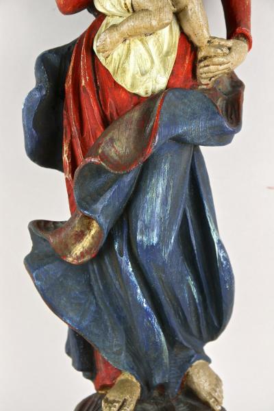 18th Century Polychrome Virgin Child Wall Sculpture Handcarved AT ca 1760