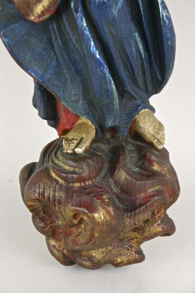 18th Century Polychrome Virgin Child Wall Sculpture Handcarved AT ca 1760