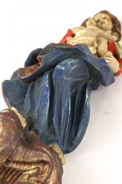 18th Century Polychrome Virgin Child Wall Sculpture Handcarved AT ca 1760