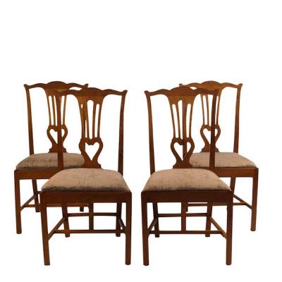 18th Century Provincial Walnut Side Chairs Set of 4