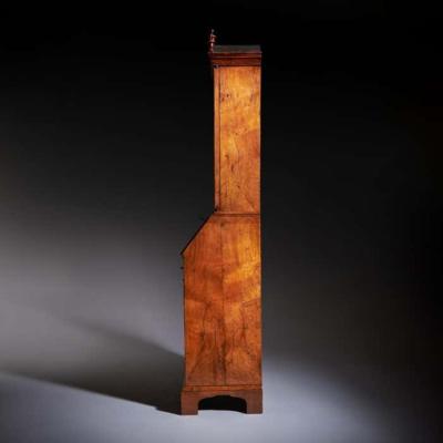 18th Century Queen Anne Burr Walnut Double Dome Bureau Bookcase