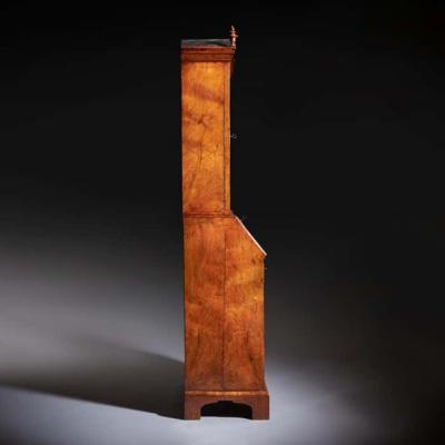 18th Century Queen Anne Burr Walnut Double Dome Bureau Bookcase