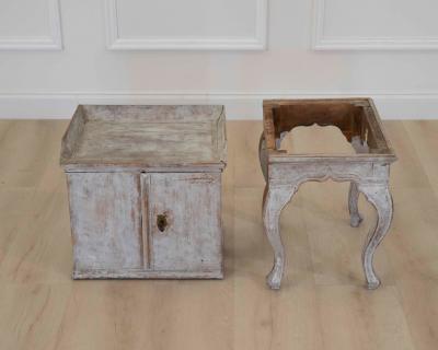 18th Century Rococo Nightstand in Later Grey Paint