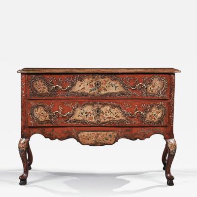 18th Century Sicilian Polychrome Painted Parcel Gilt Commode