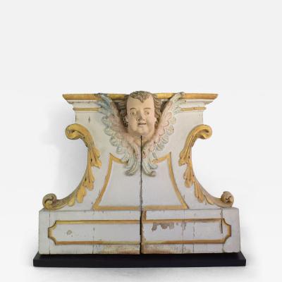 18th Century Spanish Baroque Carved Giltwood Altar Ornament with Angel Head