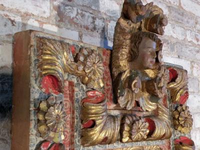 18th Century Spanish Colonial Carved Painted and Gilt Mirror