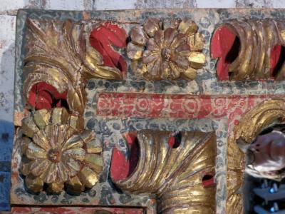 18th Century Spanish Colonial Carved Painted and Gilt Mirror