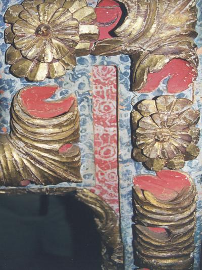 18th Century Spanish Colonial Carved Painted and Gilt Mirror