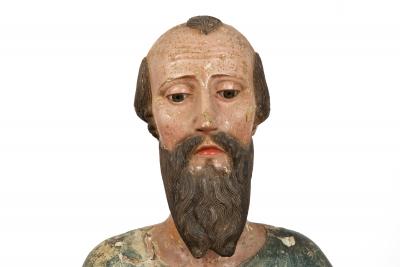 18th Century Spanish Colonial Polychromed Carved Wood Santos Sculpture