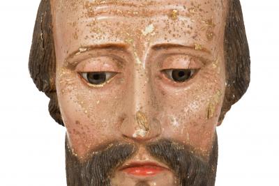 18th Century Spanish Colonial Polychromed Carved Wood Santos Sculpture