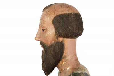 18th Century Spanish Colonial Polychromed Carved Wood Santos Sculpture