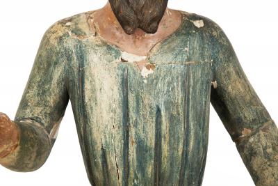 18th Century Spanish Colonial Polychromed Carved Wood Santos Sculpture