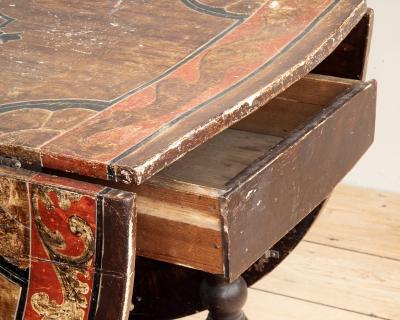 18th Century Swedish Baroque Drop Leaf Table