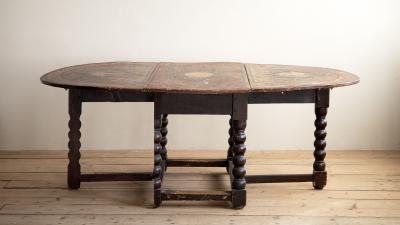 18th Century Swedish Baroque Drop Leaf Table