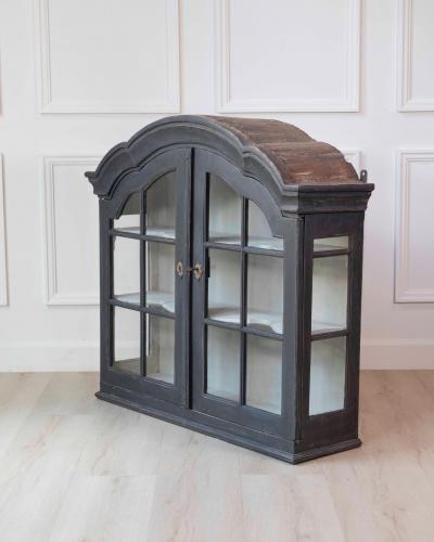 18th Century Swedish Gustavian Hanging Cupboard Glass Wood Painted