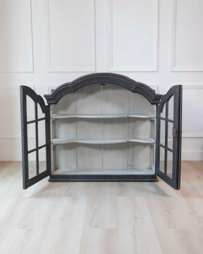 18th Century Swedish Gustavian Hanging Cupboard Glass Wood Painted