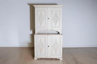 18th Century Swedish Gustavian Two part Cabinet Circa 1790