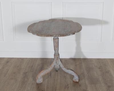 18th Century Swedish Rococo Tilt Top Table with Original Black Back
