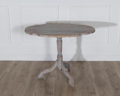 18th Century Swedish Rococo Tilt Top Table with Original Black Back