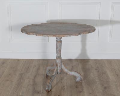 18th Century Swedish Rococo Tilt Top Table with Original Black Back