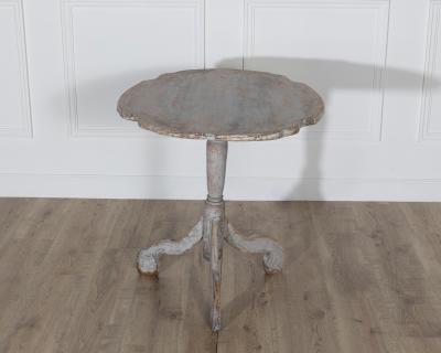 18th Century Swedish Rococo Tilt Top Table with Original Black Back