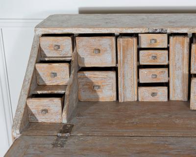 18th Century Swedish Slant Front Desk Circa 1780 in Soft Grey Paint
