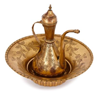 18th Century Turkish tombak ewer and basin