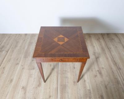 18th Century Tuscan Inlaid Game Table with Geometric Marquetry