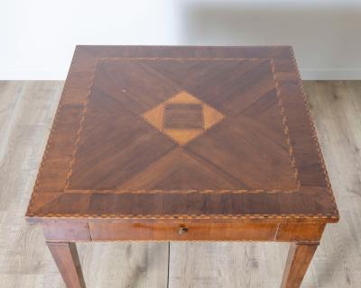 18th Century Tuscan Inlaid Game Table with Geometric Marquetry